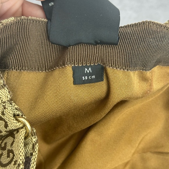 Authentic Gucci Gg Canvas Khaki Logo Patch Baseball Cap Hat Medium - Picture 10 of 13